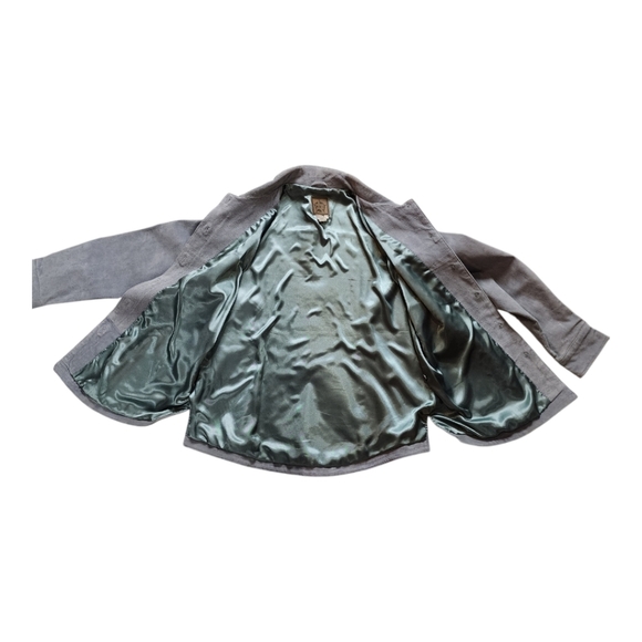 Vintage A.M.I. Suede Leather Jacket L Gray Satin Lined Western Y2K 90s - Picture 5 of 16